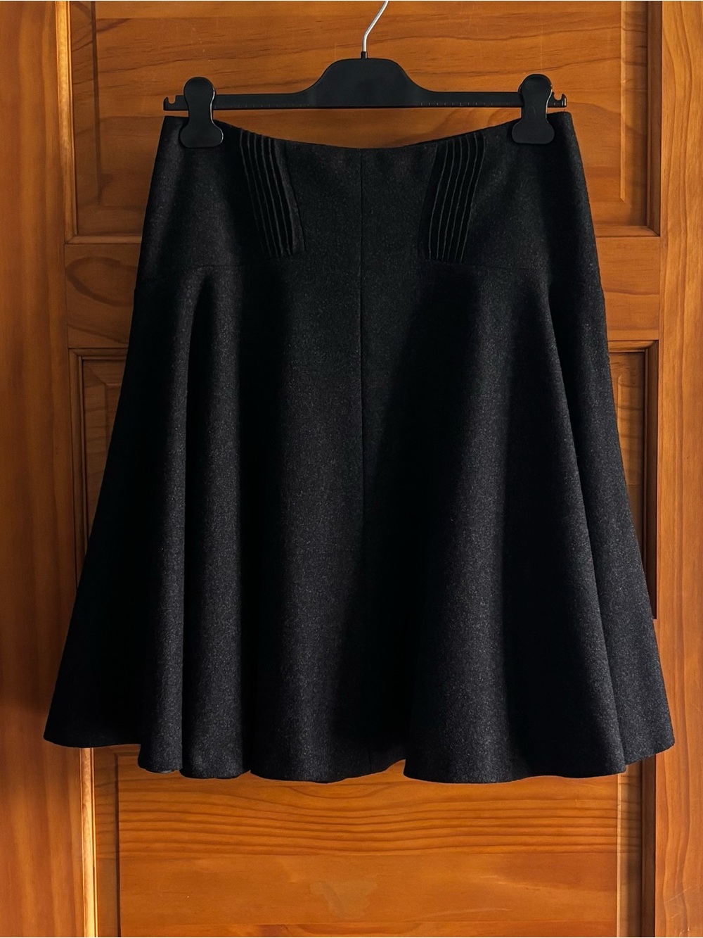 Farhi Flared Dark Grey Wool-Blend Skirt